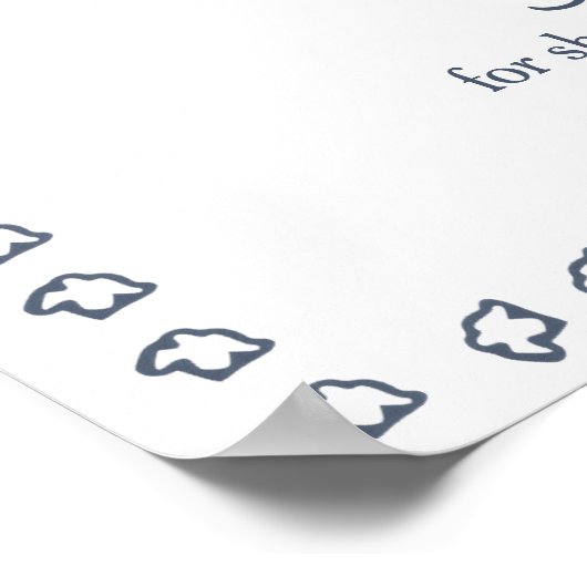 Navy Blue Heirloom Crest Monogram Wedding Welcome  ポスター (角)