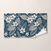 Navy Blue Hibiscus Monstera Tropical Botanical バスタオルセット (ハンドタオル)