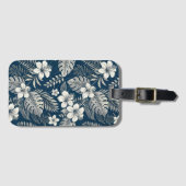 Navy Blue Hibiscus Monstera Tropical Botanical ラゲッジタグ (正面横)