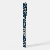 Navy Blue Hibiscus Monstera Tropical Botanical iPhoneケース (右側面)
