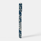 Navy Blue Hibiscus Monstera Tropical Botanical iPhone 15ケース (右側面)