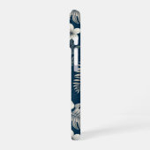 Navy Blue Hibiscus Monstera Tropical Botanical iPhone 16ケース (左側面)