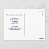 Navy Blue Home for Sale Real Estate Company Logo ポストカード (裏面)