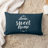 Navy Blue Home Sweet Home Script Lumbar Pillow ランバークッション (ブランケット)