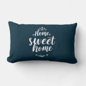 Navy Blue Home Sweet Home Script Lumbar Pillow ランバークッション (正面)