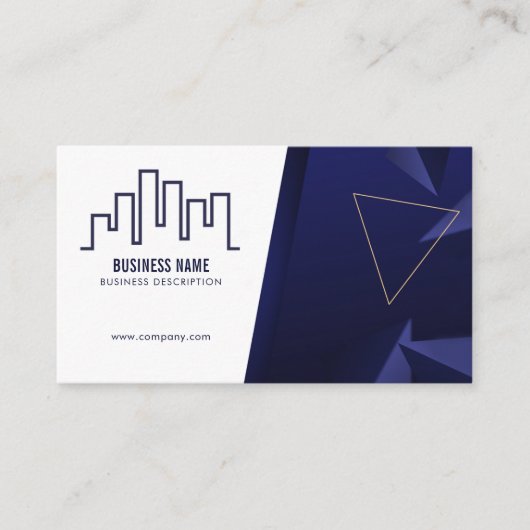 Navy Blue House Logo and White, Real Estate Agent 名刺 (正面)