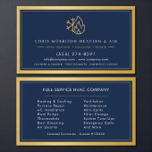 Navy Blue HVAC Company QR Code Gold Metallic 名刺
