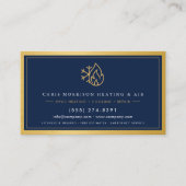 Navy Blue HVAC Company QR Code Gold Metallic 名刺 (正面)
