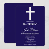 Navy blue in Spanish Baptism 招待状 (正面/裏面)
