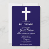 Navy blue in Spanish Baptism 招待状 (正面)