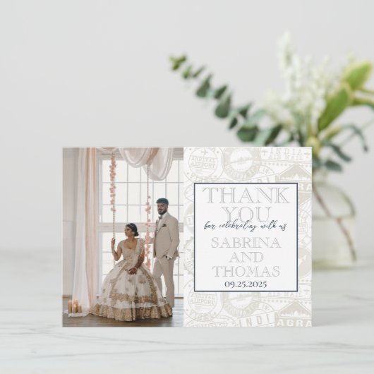 Navy Blue Indiaの写真結婚ありがとう サンキューカード (スタンド正面)