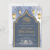 Navy Blue Ink & Gold Frame Iftar Invitation 招待状 (正面)