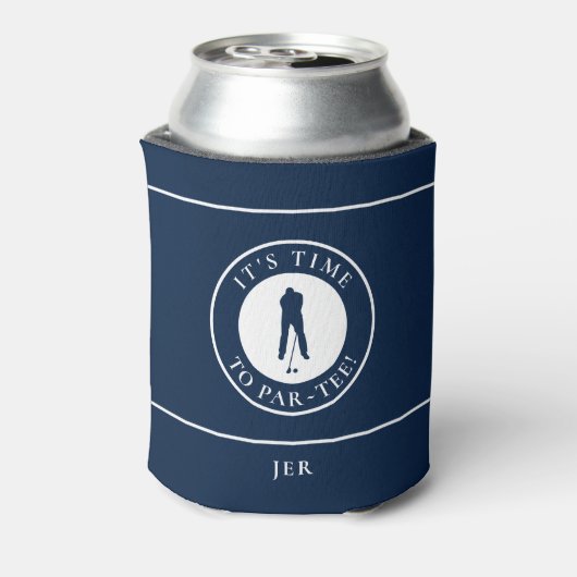 Navy Blue Its Time to Par Tee Personalized Golfer 缶クーラー (缶裏面)