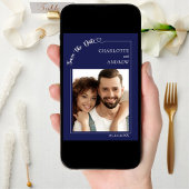 Navy blue ivory photo wedding Save the Date セーブザデート