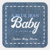 Navy Blue Jean Baby Boy Baby Shower スクエアシール (正面)