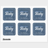 Navy Blue Jean Baby Boy Baby Shower スクエアシール (シート)