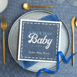Navy Blue Jean Baby Boy Baby Shower  スタンダードカクテルナプキン