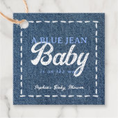 Navy Blue Jean Baby Boy Baby Shower フェイバータグ (正面)