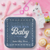 Navy Blue Jean Baby Boy Baby Shower ペーパープレート (パーティー)