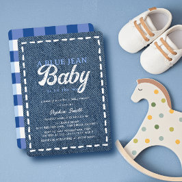 Navy Blue Jean Baby Boy Baby Shower 招待状