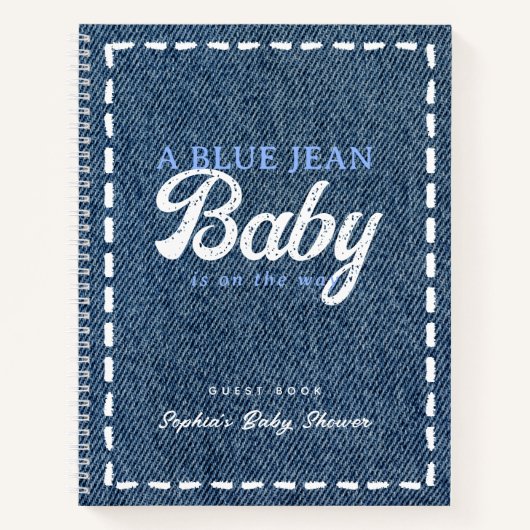 Navy Blue Jean Baby Boy Baby Shower Guest Book ノートブック (正面)