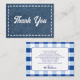 Navy Blue Jean Baby Boy Baby Shower Thank You ノートカード