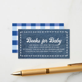 Navy Blue Jean Baby Shower Boy Books for Baby エンクロージャーカード