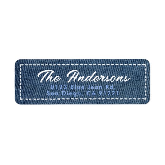 Navy Blue Jean Minimal Return Address ラベル (正面)