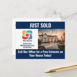 Navy Blue Just Sold Real Estate Company Logo ポストカード