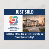 Navy Blue Just Sold Real Estate Company Logo ポストカード (正面)