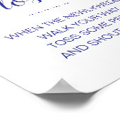 Navy Blue Kiss Cheer Toss Flower Confetti Wedding ポスター (角)