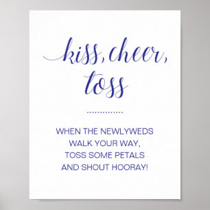 Navy Blue Kiss Cheer Toss Flower Confetti Wedding ポスター