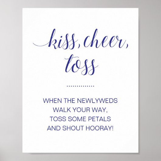 Navy Blue Kiss Cheer Toss Flower Confetti Wedding ポスター (正面)