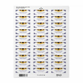 Navy Blue Lace Sunflower Return Address Wedding ラベル (フルシート)