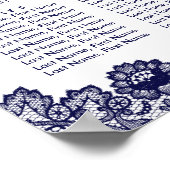 Navy Blue Lace Sunflower Wedding Seating Chart 8 ポスター (角)