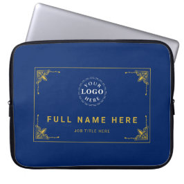 Navy Blue Laptop Bag with Name and Job Title ラップトップスリーブ