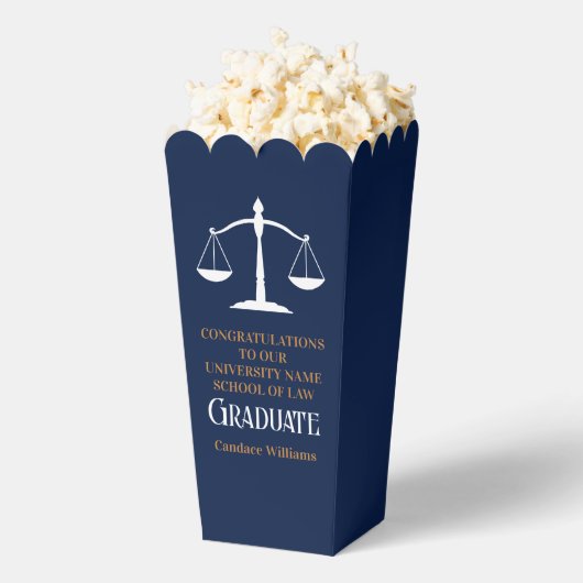 Navy Blue Law School Graduation Party Popcorn フェイバーボックス (はじけた状態)