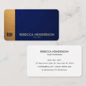 Navy Blue Leather & Gold with White Back Monogram  名刺 (正面/裏面)