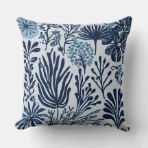 Navy Blue Light Blue Botanical Design