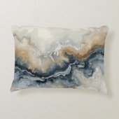Navy Blue Light Blue Brown Gray Modern Abstract アクセントクッション (裏面)