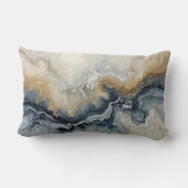 Navy Blue Light Blue Brown Gray Modern Abstract ランバークッション (裏面)