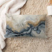 Navy Blue Light Blue Brown Gray Modern Abstract ランバークッション (ブランケット)