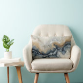 Navy Blue Light Blue Brown Gray Modern Abstract ランバークッション (椅子)