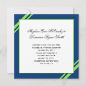 Navy Blue Lime Green Stripes Post Wedding 招待状 (正面)