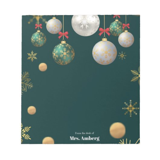 Navy Blue Lit-Up Christmas Holiday Notepad ノートパッド (正面)