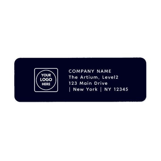 Navy Blue Logo | Custom Branded Business Address ラベル (正面)
