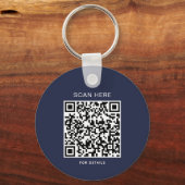 Navy Blue Logo Keychain with QR Code キーホルダー (裏面)