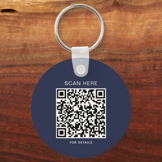 Navy Blue Logo Keychain with QR Code キーホルダー (裏面)