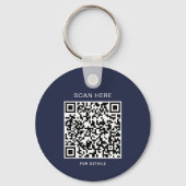 Navy Blue Logo Keychain with QR Code キーホルダー (裏面)
