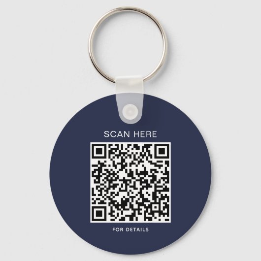 Navy Blue Logo Keychain with QR Code キーホルダー (裏面)